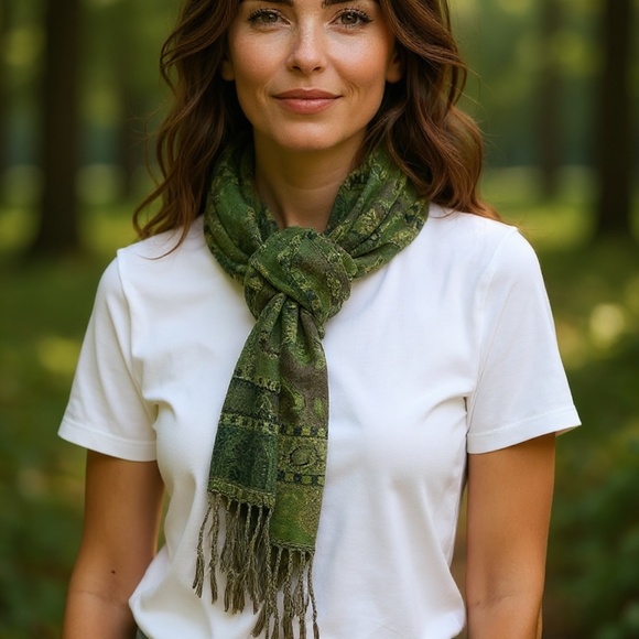 Pashmina Scarf Wrap Paisley design with fringe - Picture 4 of 4